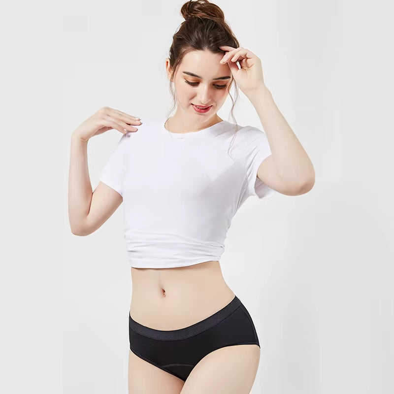 3 Pcs Menstrual Briefs for Women Period Cycle Underwear Viscose Bamboo Cotton Panties 4-Layer Absorbent Leakproof Lady Lingerie